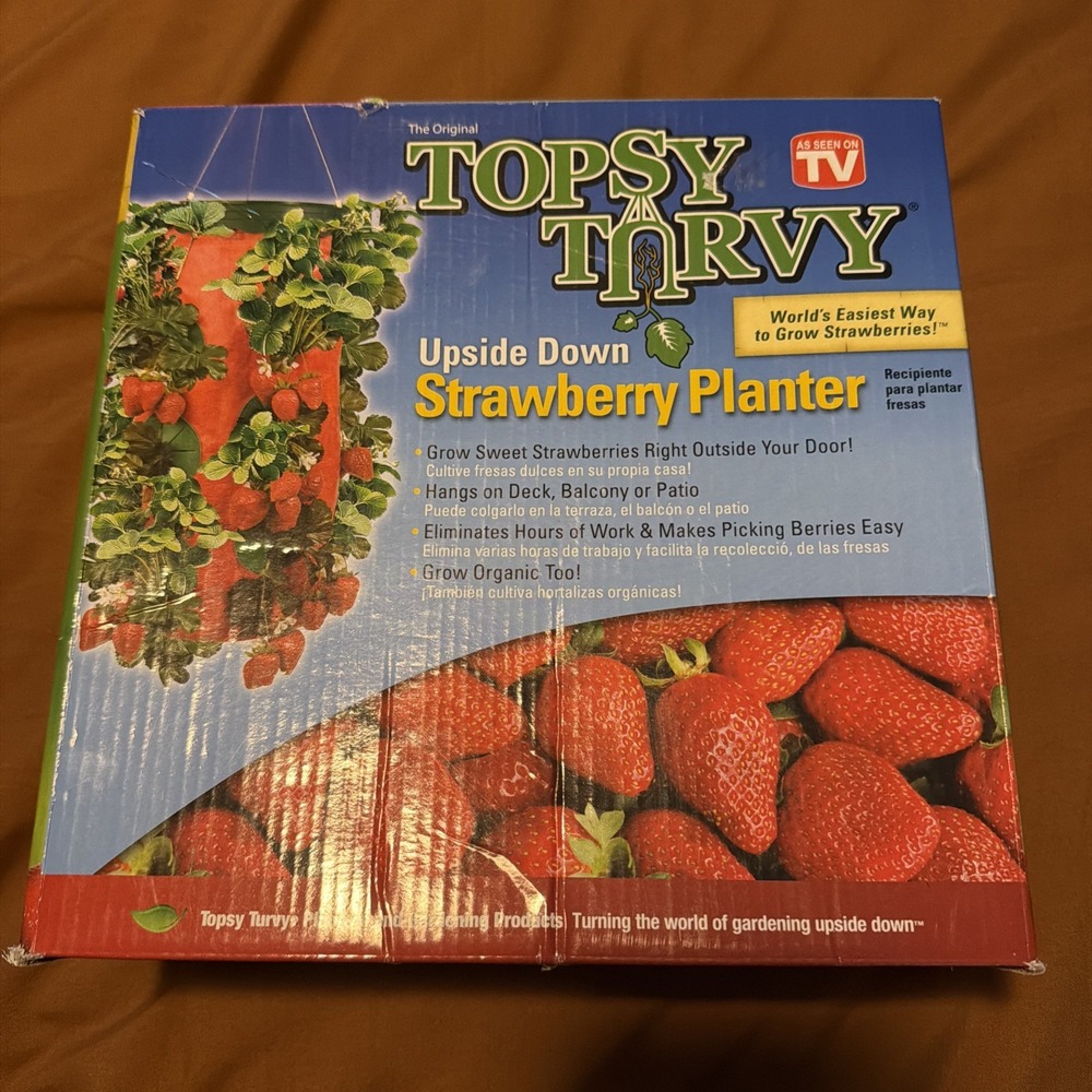 Topsy Turvy Upside Down Design Strawberry Planter Red Outdoor
